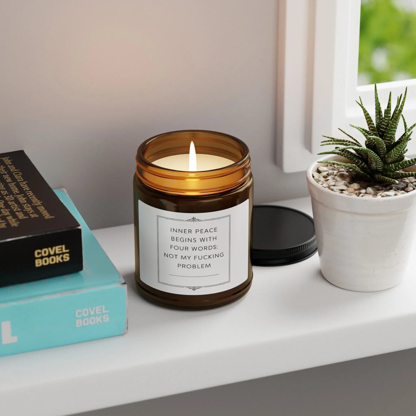 Inner Peace Begins with Four Words 9Oz Soy Candle | Amber Jar