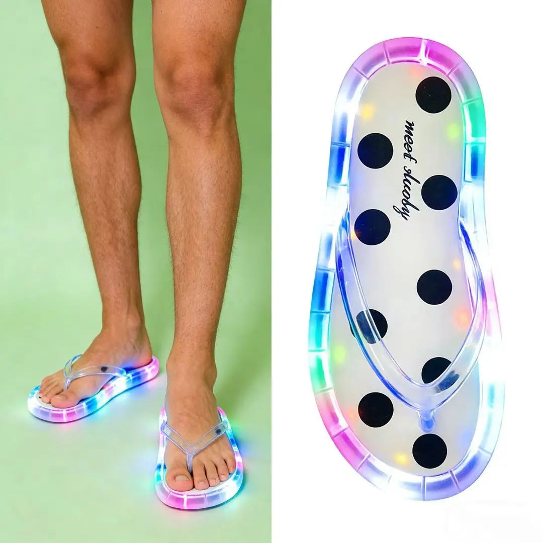 Women'S LED Crystal Light up Flip Flops Heel Activated Auto Flashing Color Changing Glow in the Dark House Sandals for Night Walk Mirror Selfie Dreamy Fairy Vibes Funny Gift for Her - Girl, Footwear