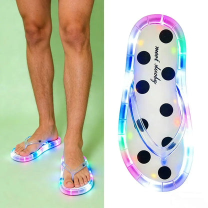 Women'S LED Crystal Light up Flip Flops Heel Activated Auto Flashing Color Changing Glow in the Dark House Sandals for Night Walk Mirror Selfie Dreamy Fairy Vibes Funny Gift for Her - Girl, Footwear