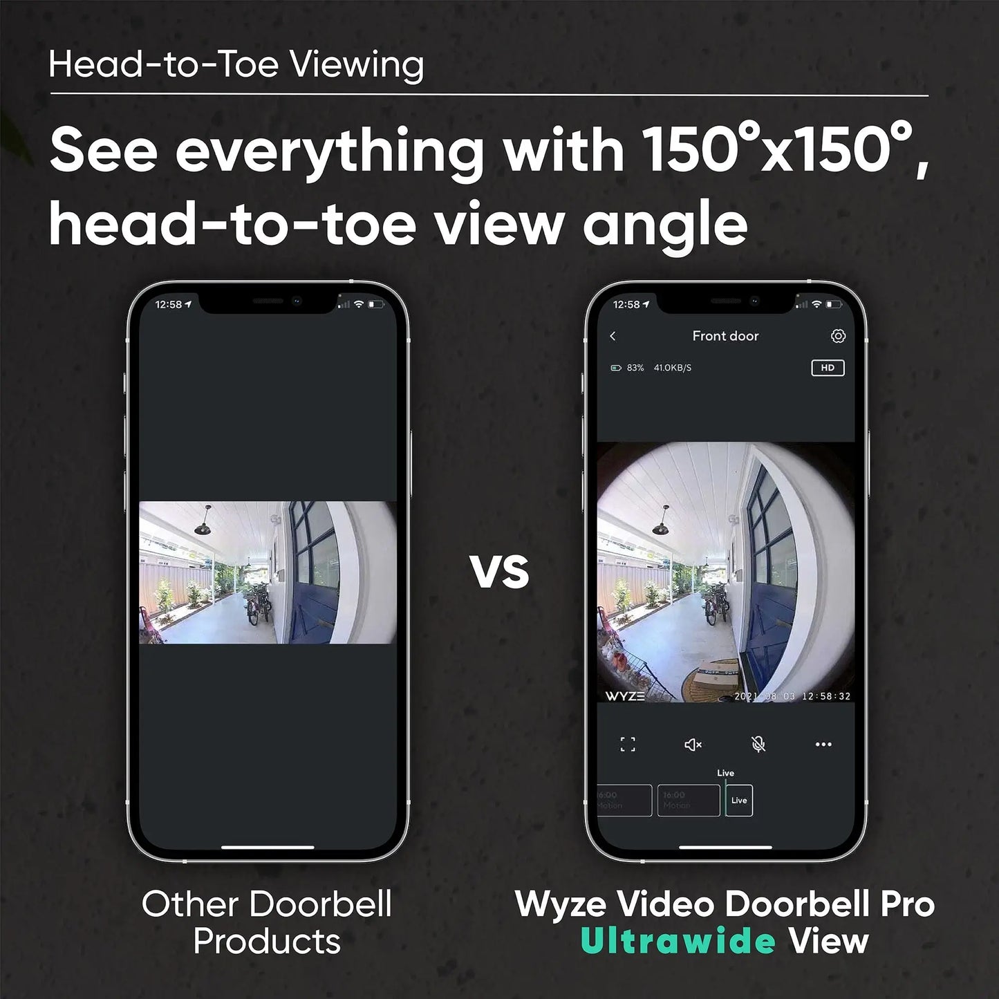 Wyze Video Doorbell Pro — Battery, Wireless Smart Doorbell Camera, Adhesive Mount, Head-To-Toe 1:1 Aspect Ratio, QHD, 2-Way Talk, Color Night Vision