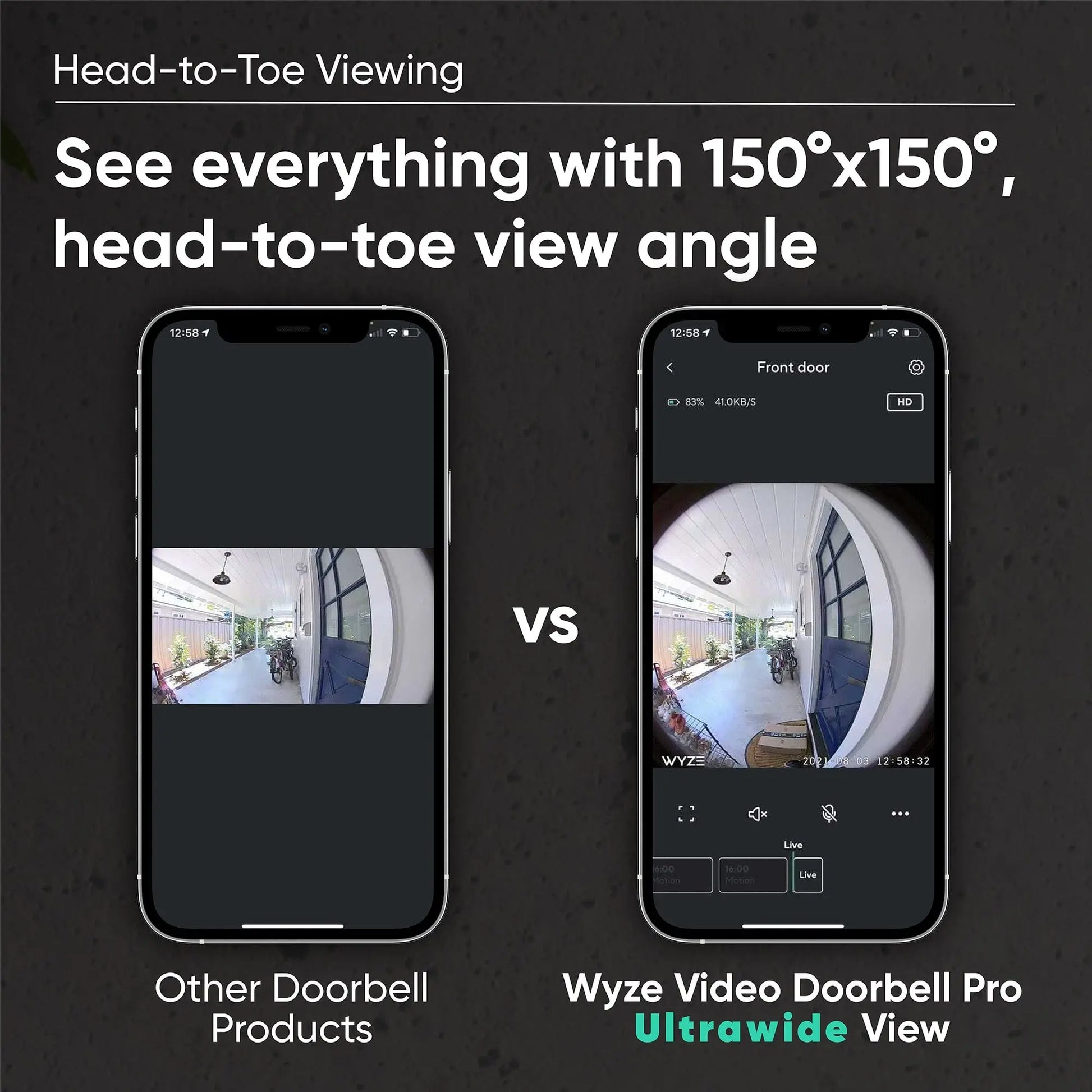Wyze Video Doorbell Pro — Battery, Wireless Smart Doorbell Camera, Adhesive Mount, Head-To-Toe 1:1 Aspect Ratio, QHD, 2-Way Talk, Color Night Vision