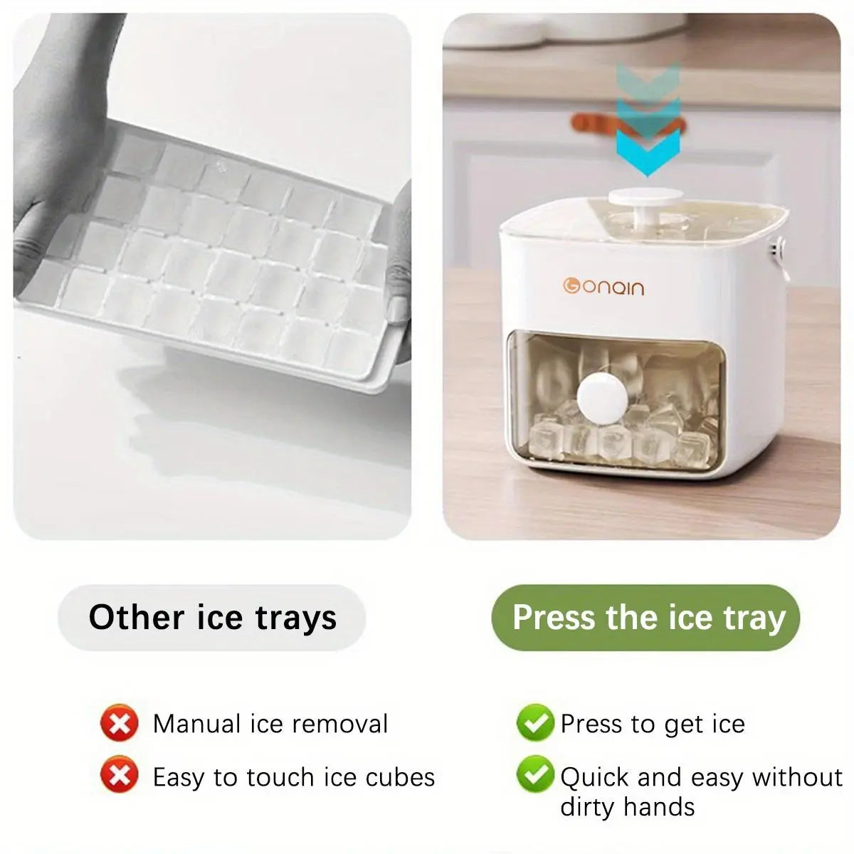 Ice Cube Maker, Ice Cubes Maker, Double Layer 48-Ice Cube Maker with Easy Glide, Food-Grade Plastic Storage Tray for Refrigerator, Kitchen Gadget, Utensils
