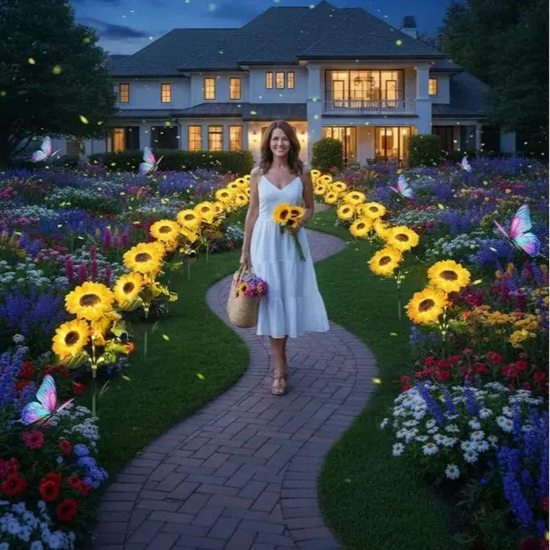 LED Sunflower Garden Lights – Realistic Illumination for Outdoor Decoration, Waterproof and Energy Efficient with Enhanced Solar Technology