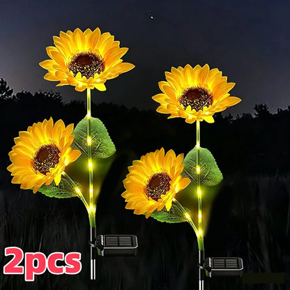 LED Sunflower Garden Lights – Realistic Illumination for Outdoor Decoration, Waterproof and Energy Efficient with Enhanced Solar Technology