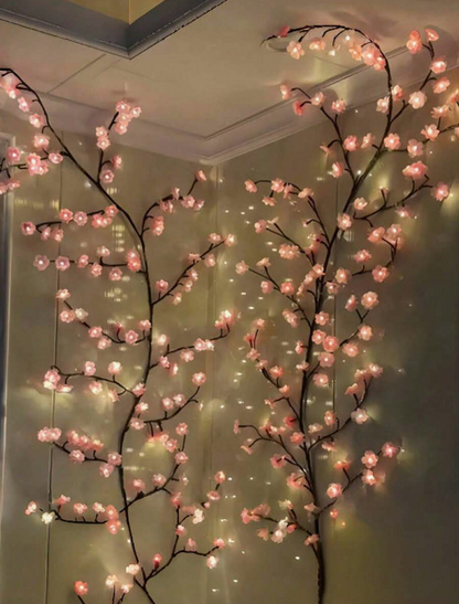 Cherry Blossom LED Branch Light - 8 Modes, USB Powered Wall Decor Garland