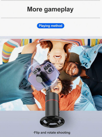 360° Auto Face Tracking Smart Gimbal Stabilizer - Foldable Selfie Stick Tripod with Detachable Phone Clip