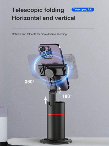 360° Auto Face Tracking Smart Gimbal Stabilizer - Foldable Selfie Stick Tripod with Detachable Phone Clip