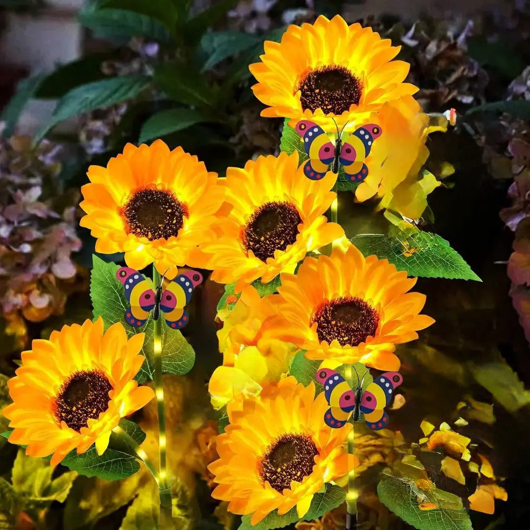 LED Sunflower Garden Lights – Realistic Illumination for Outdoor Decoration, Waterproof and Energy Efficient with Enhanced Solar Technology