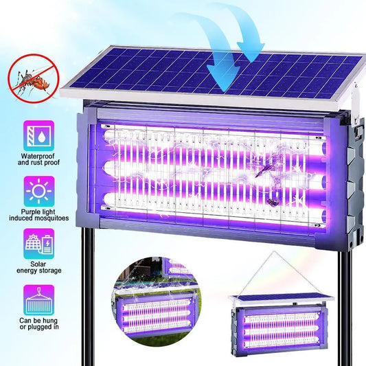 Solar Mosquito Killer Lamp Outdoor – 20W High-Power Waterproof Insect Zapper with 3 Tubes, Dual Charging, 6000Mah Battery for Garden, Yard, Farm, Patio Outdoorfun