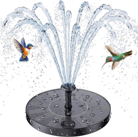 Solar Bird Bath Fountain with 6 Nozzles, Solar Powered Floating Water Fountain Pump for Bird Bath, Pond, Pool, Garden, Fish Tank and Outdoor