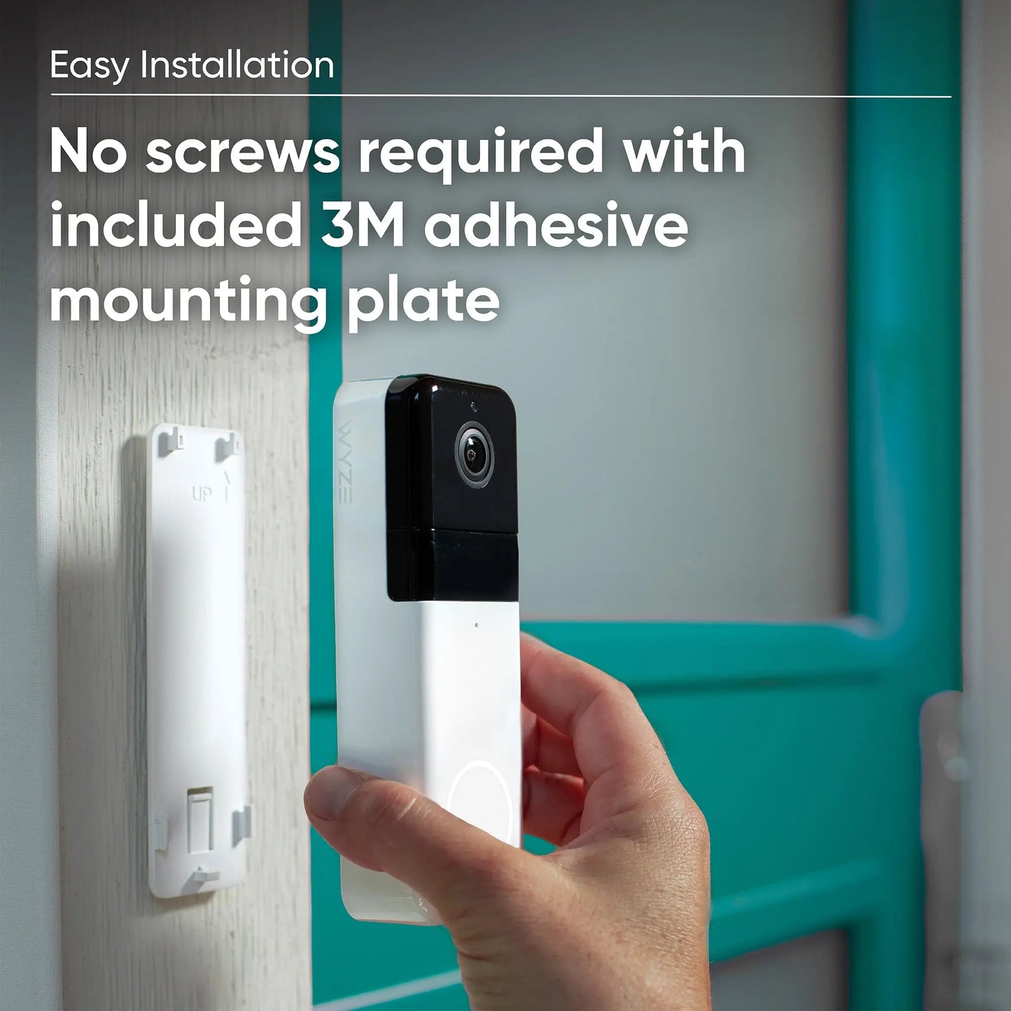 Wyze Video Doorbell Pro — Battery, Wireless Smart Doorbell Camera, Adhesive Mount, Head-To-Toe 1:1 Aspect Ratio, QHD, 2-Way Talk, Color Night Vision
