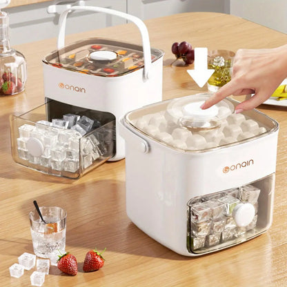 Ice Cube Maker, Ice Cubes Maker, Double Layer 48-Ice Cube Maker with Easy Glide, Food-Grade Plastic Storage Tray for Refrigerator, Kitchen Gadget, Utensils