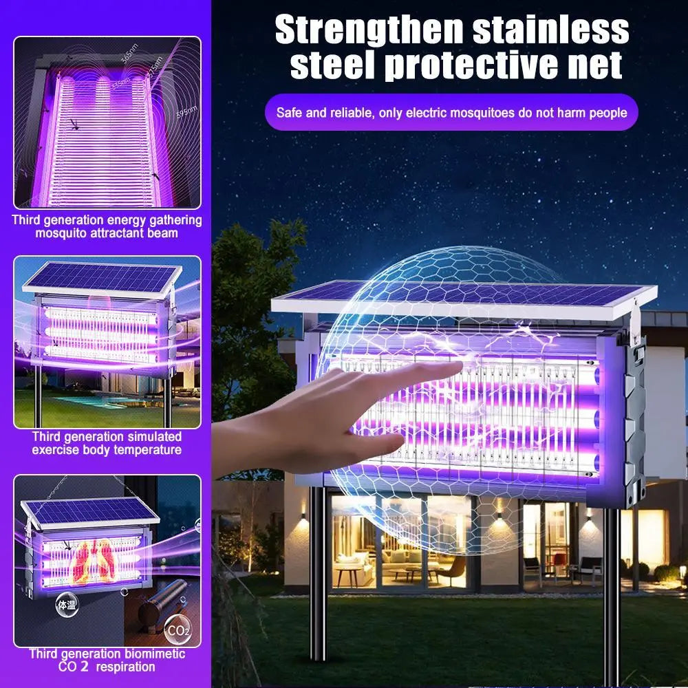 Solar Mosquito Killer Lamp Outdoor – 20W High-Power Waterproof Insect Zapper with 3 Tubes, Dual Charging, 6000Mah Battery for Garden, Yard, Farm, Patio Outdoorfun