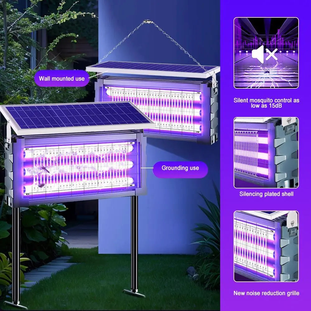 Solar Mosquito Killer Lamp Outdoor – 20W High-Power Waterproof Insect Zapper with 3 Tubes, Dual Charging, 6000Mah Battery for Garden, Yard, Farm, Patio Outdoorfun