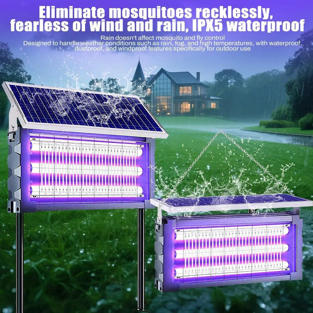 Solar Mosquito Killer Lamp Outdoor – 20W High-Power Waterproof Insect Zapper with 3 Tubes, Dual Charging, 6000Mah Battery for Garden, Yard, Farm, Patio Outdoorfun