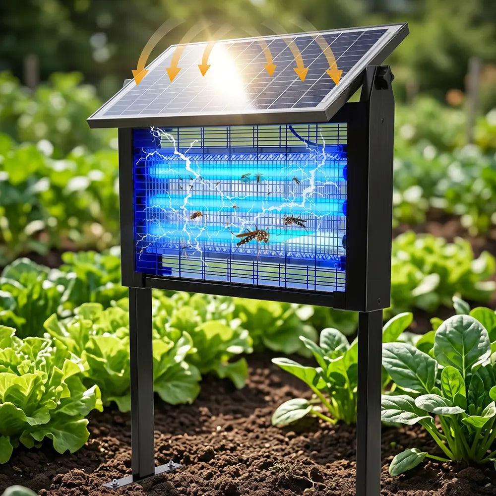 Solar Mosquito Killer Lamp Outdoor – 20W High-Power Waterproof Insect Zapper with 3 Tubes, Dual Charging, 6000Mah Battery for Garden, Yard, Farm, Patio Outdoorfun